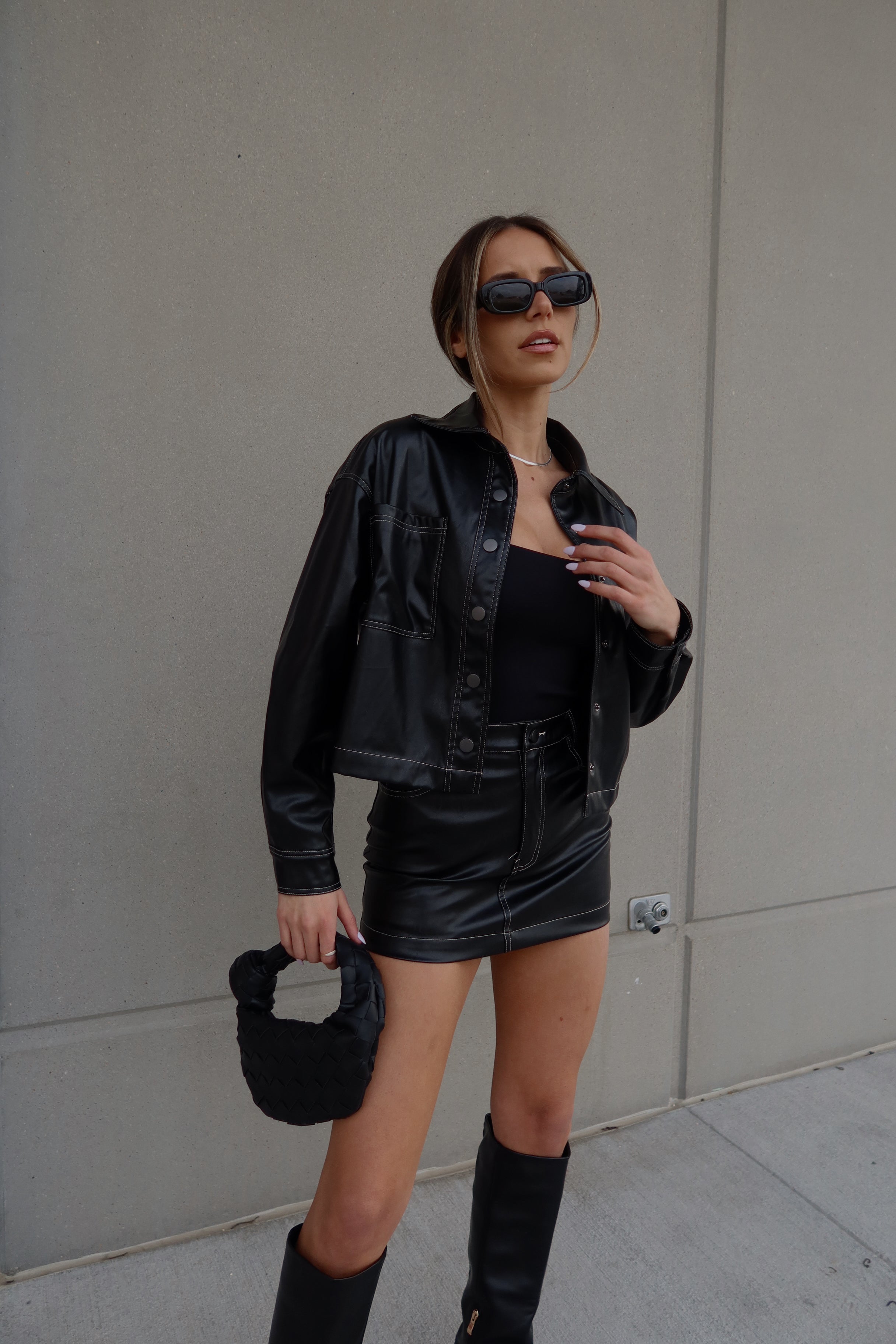 Ana Cropped Leather Jacket