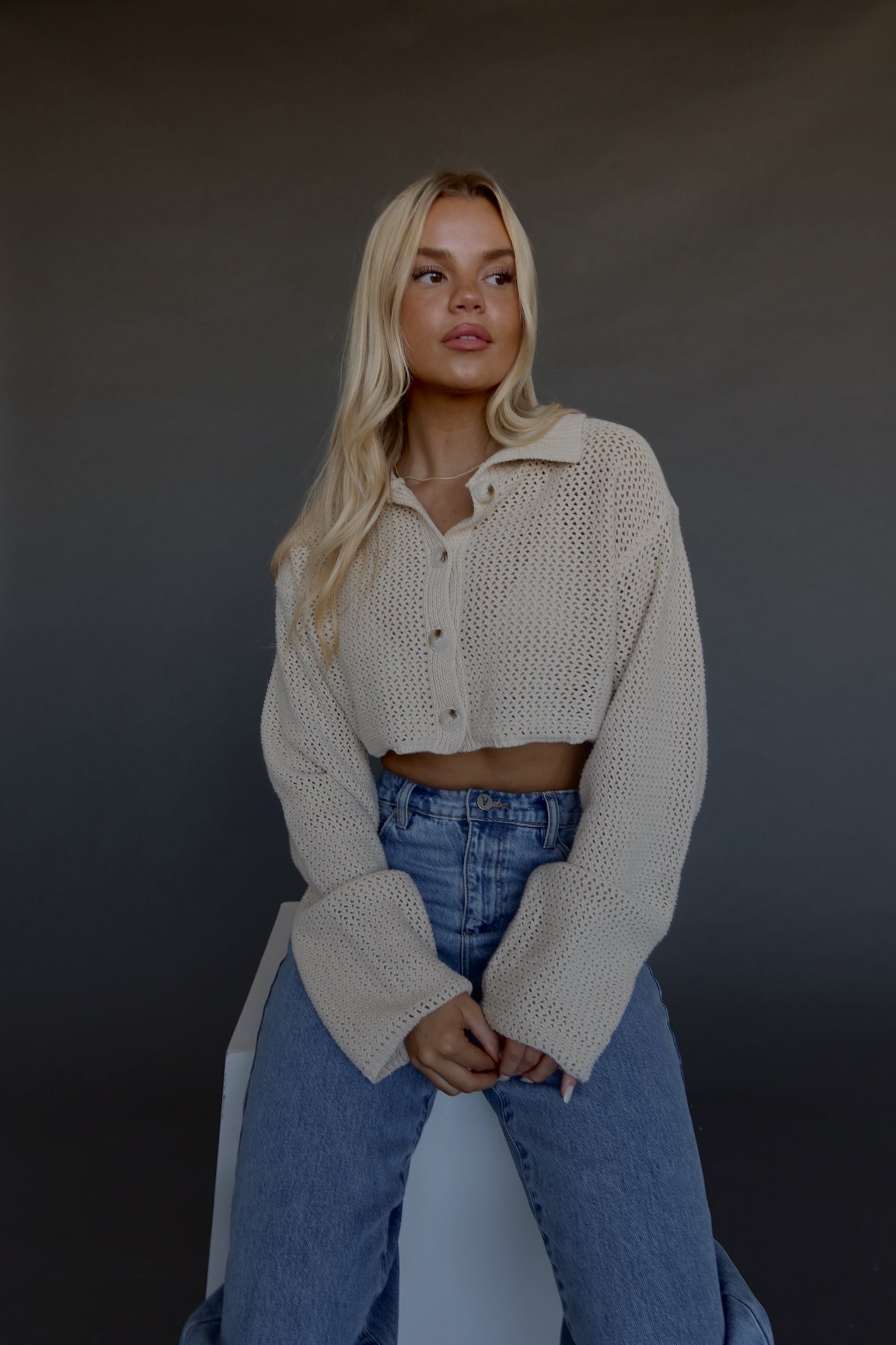 Hanna Crochet Cropped Cardigan