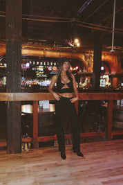 SALE :Zia Studded High Rise Straight Jeans