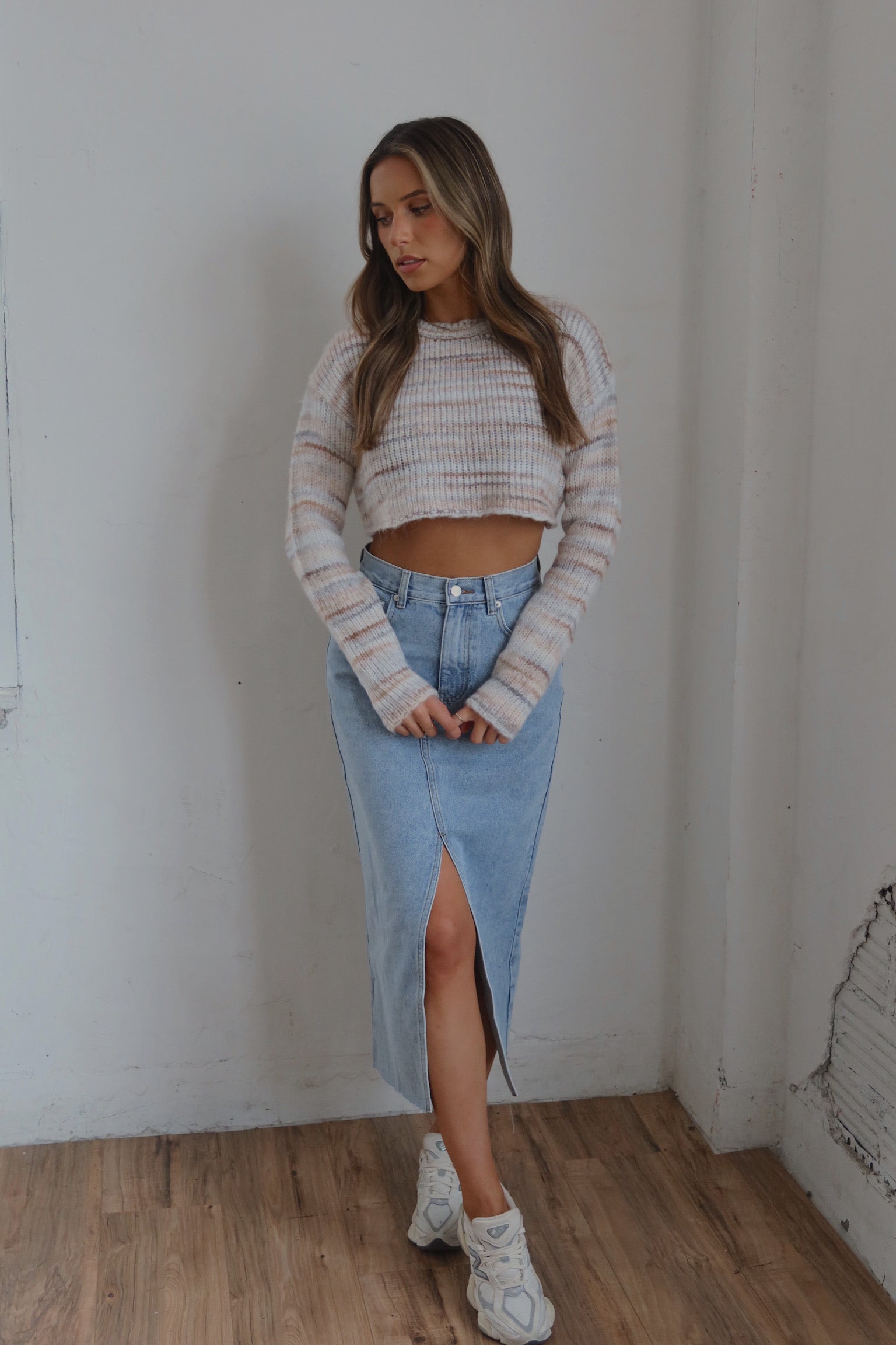 Mandie Cropped Sweater in Ivory