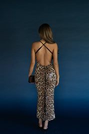 Leopard Print Sequin Midi Dress