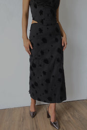 Tia Velvet Floral Midi Skirt