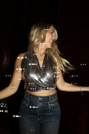 Haydin Metallic Halter Top