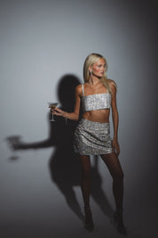 RESTOCKED :Metallic Rhinestone Crop Top