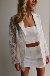 Kianna Sheer Floral Blazer and Skirt Set