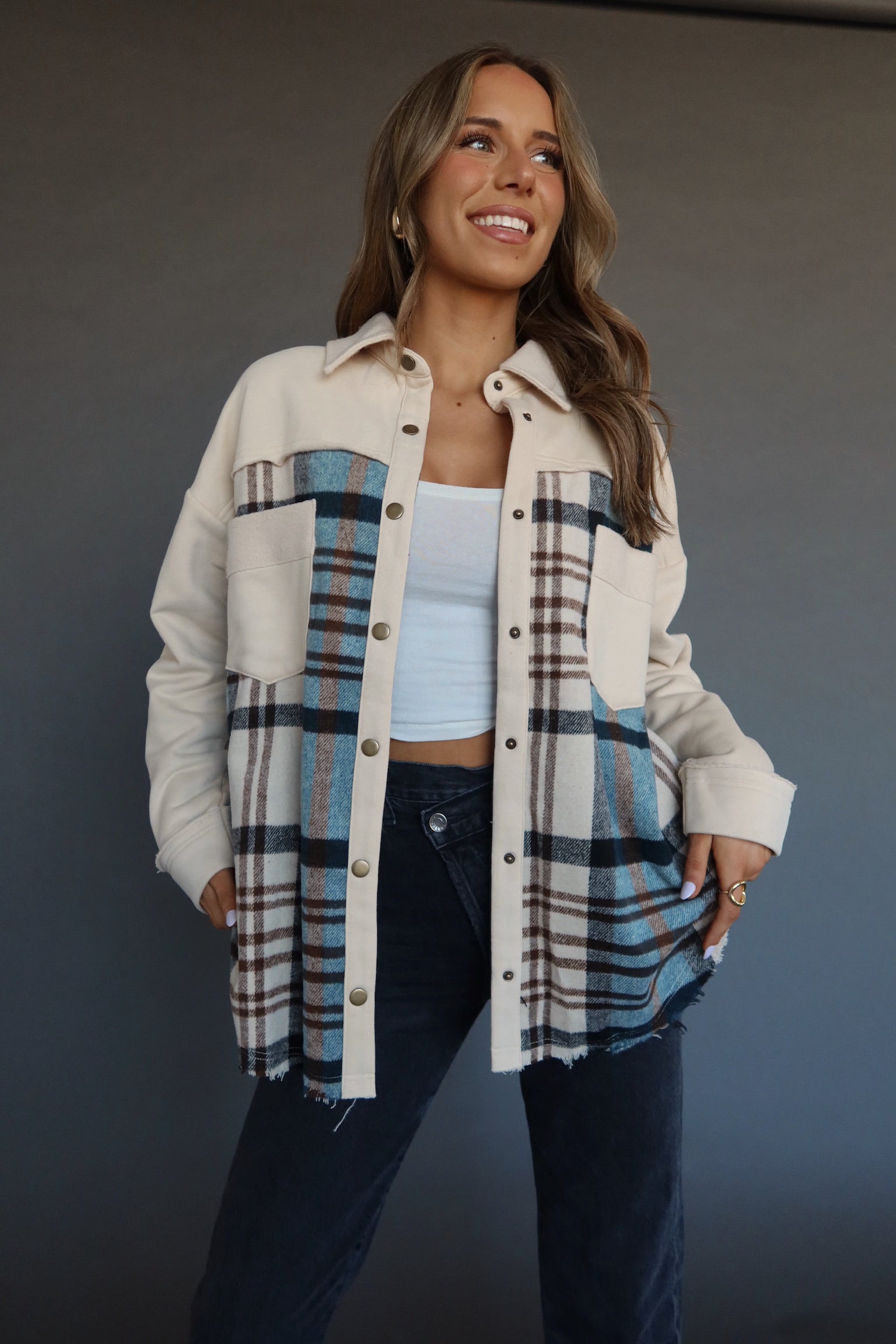 Kalen Contrast Plaid Shacket