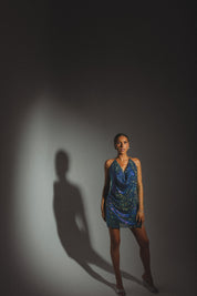 RESTOCKED :Lydia Rhinestone Mini Dress In Blue