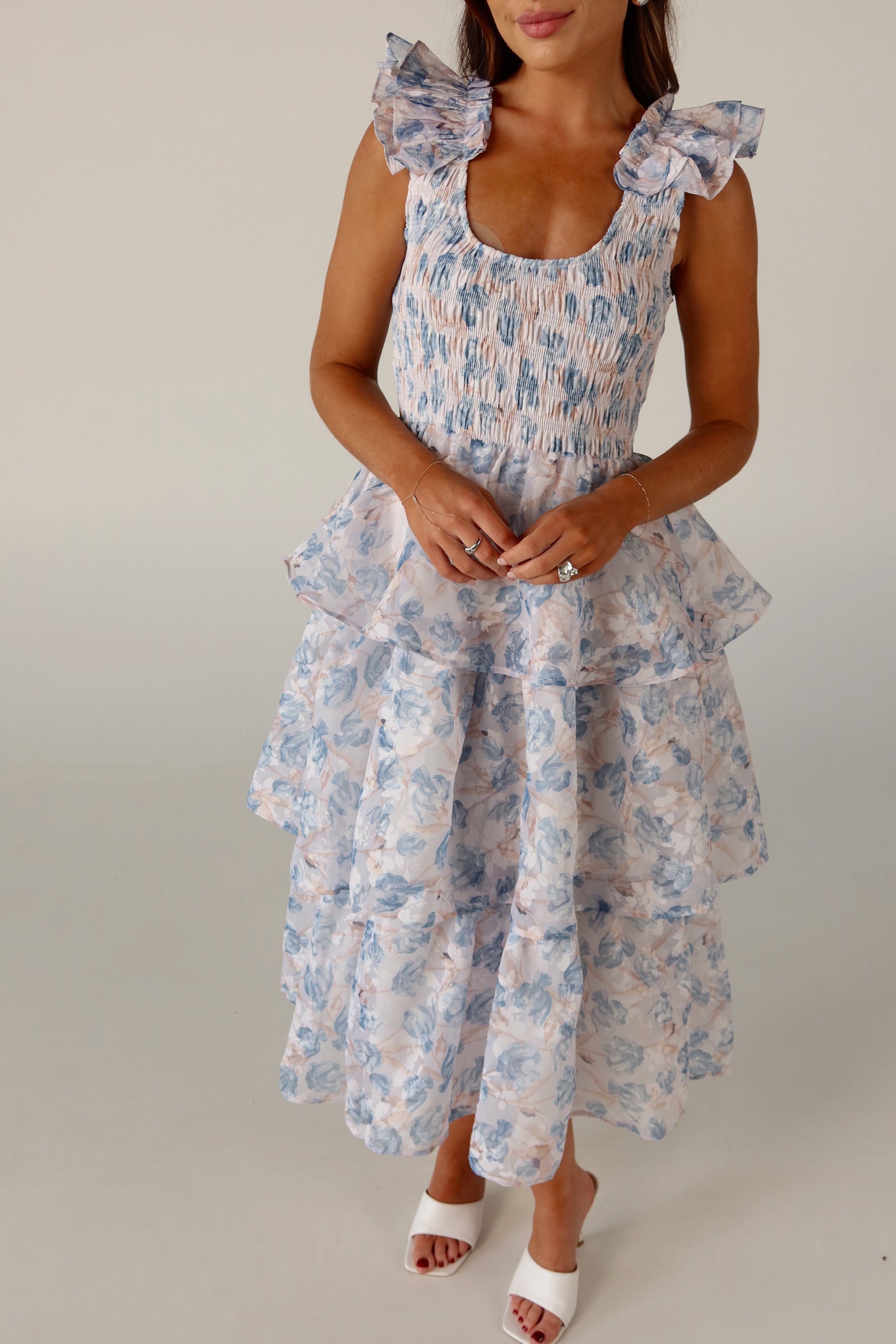 Veda Floral Tiered Midi Dress