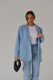 Heather Oversized Denim Blazer