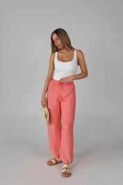 Coral Drawstring Pant