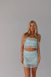Cora Mint and Silver Shimmer Crop Top