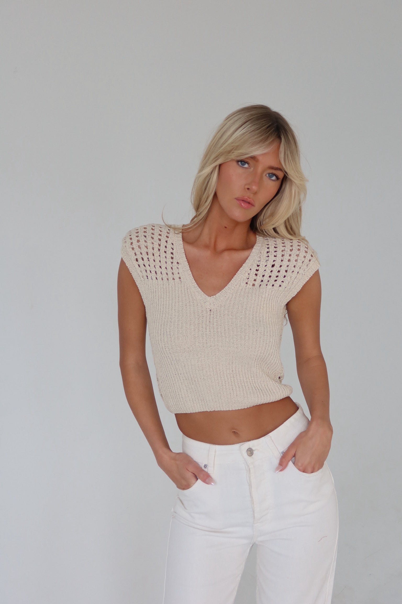 Lianna Crochet Knit Reversible Top