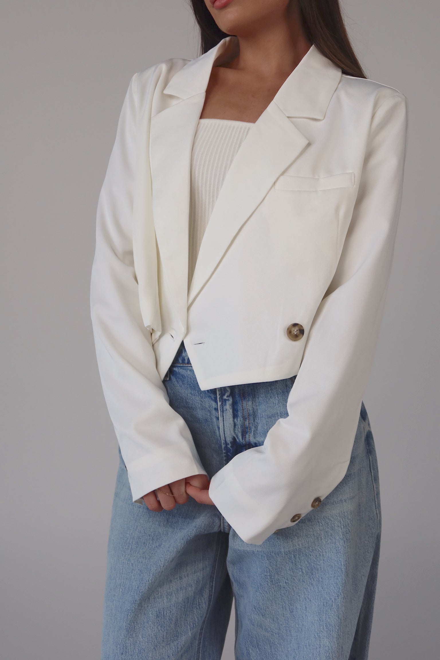 Ivory Devon Cropped Blazer