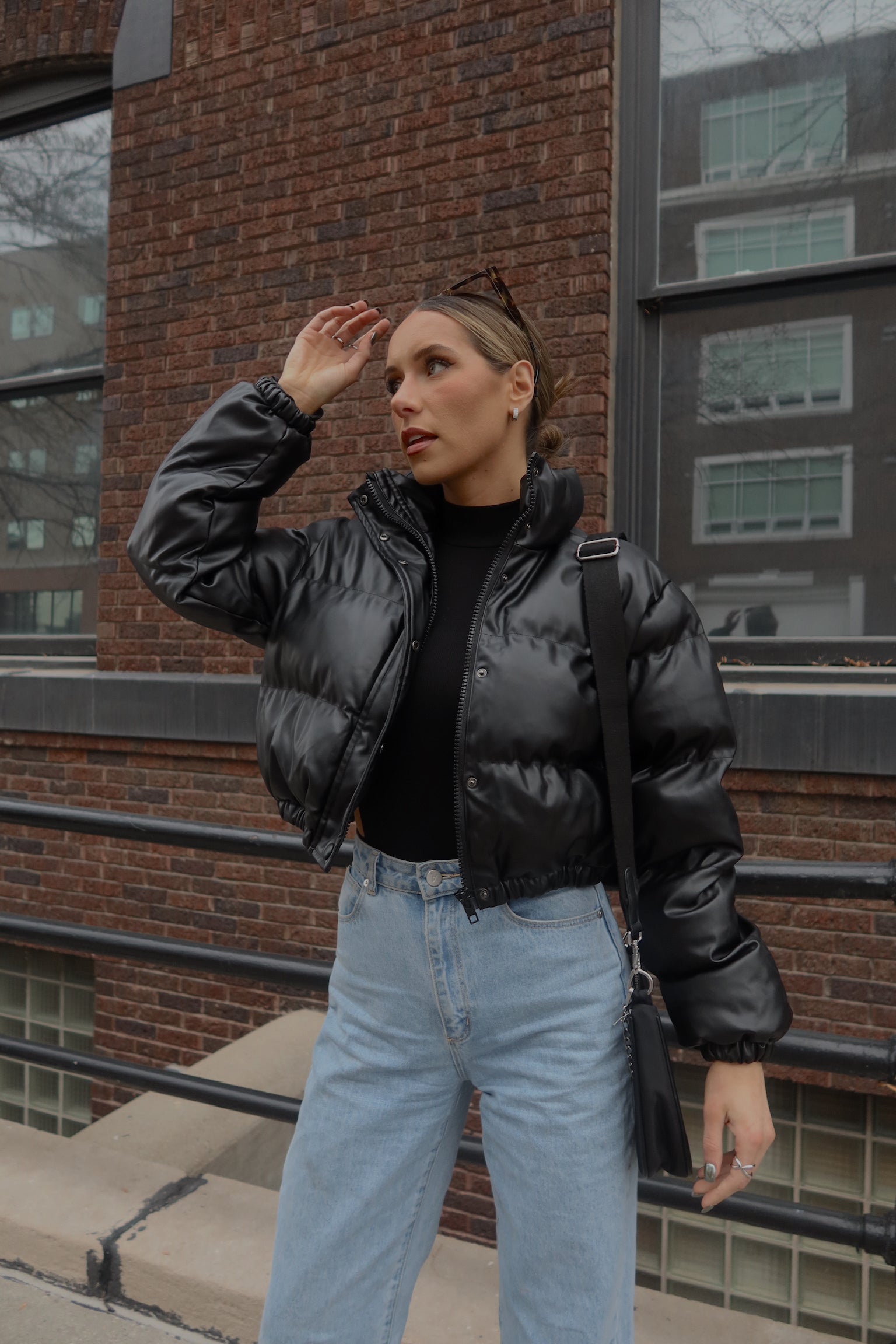 Jade Faux Leather Puffer Jacket