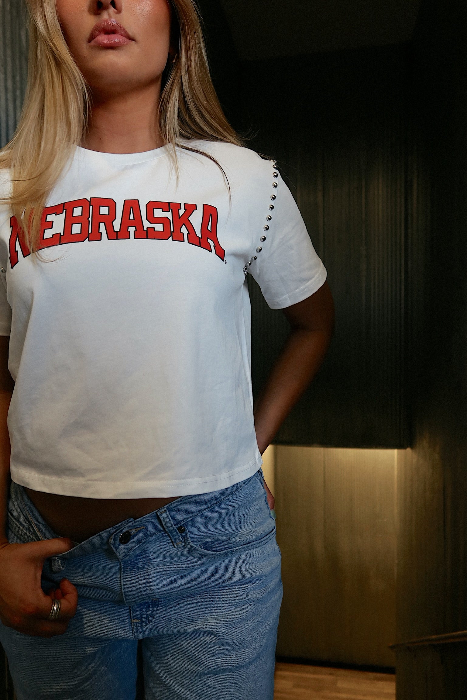 No Place Like Nebraska Studded Tee