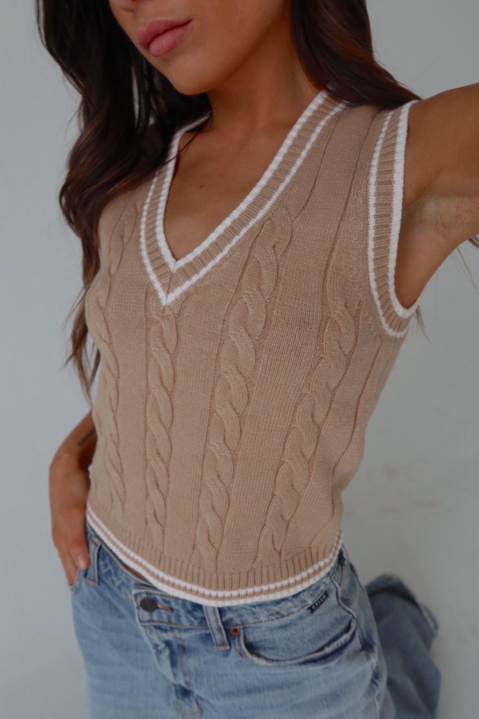 Wendi Cable Knit Chunky Vest