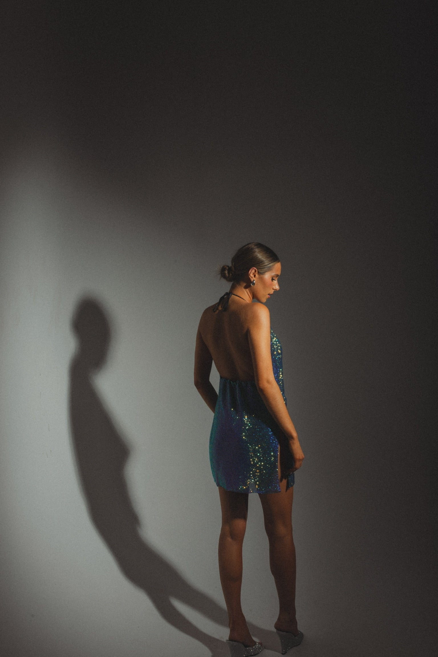 RESTOCKED :Lydia Rhinestone Mini Dress In Blue