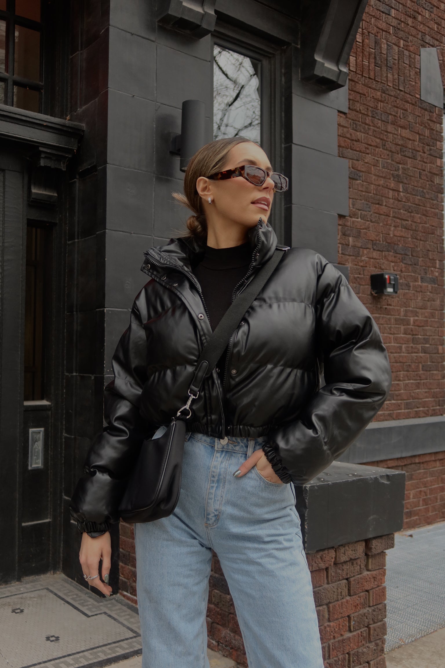 Jade Faux Leather Puffer Jacket