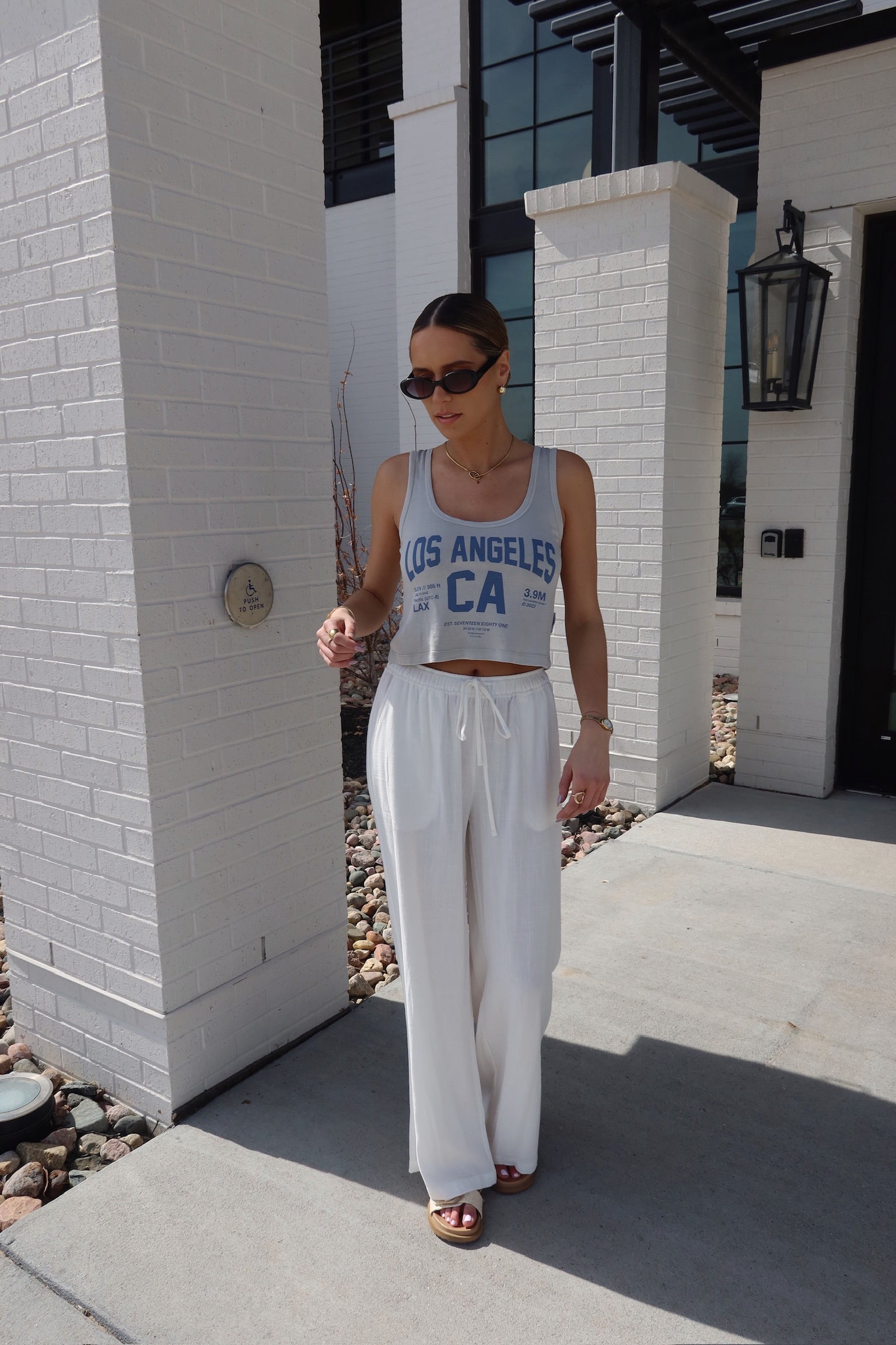 Los Angeles Boxy Tank In Grey