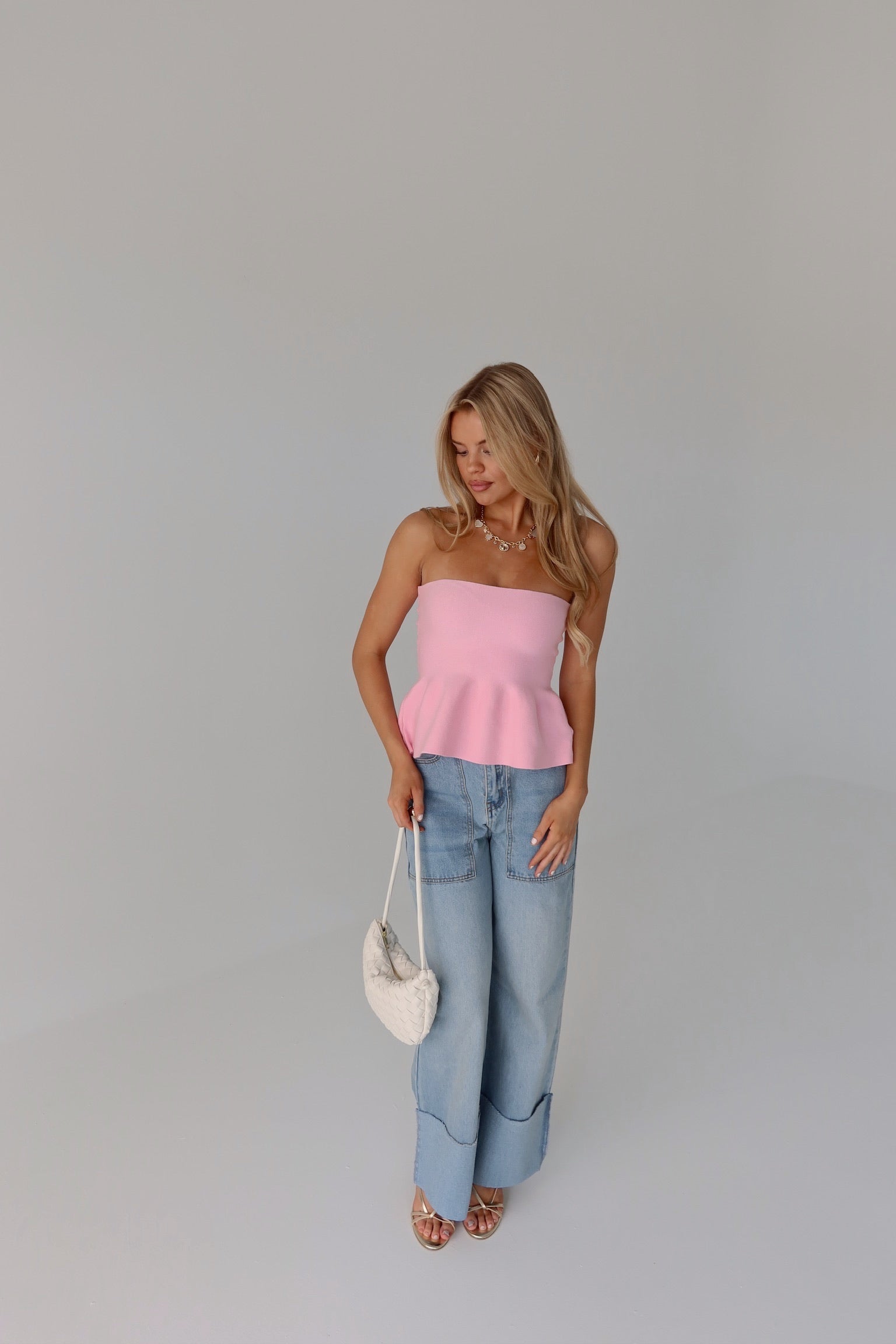 Arianna Wide Leg Cuffed Jeans