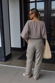 Charcoal Linen Tie Top