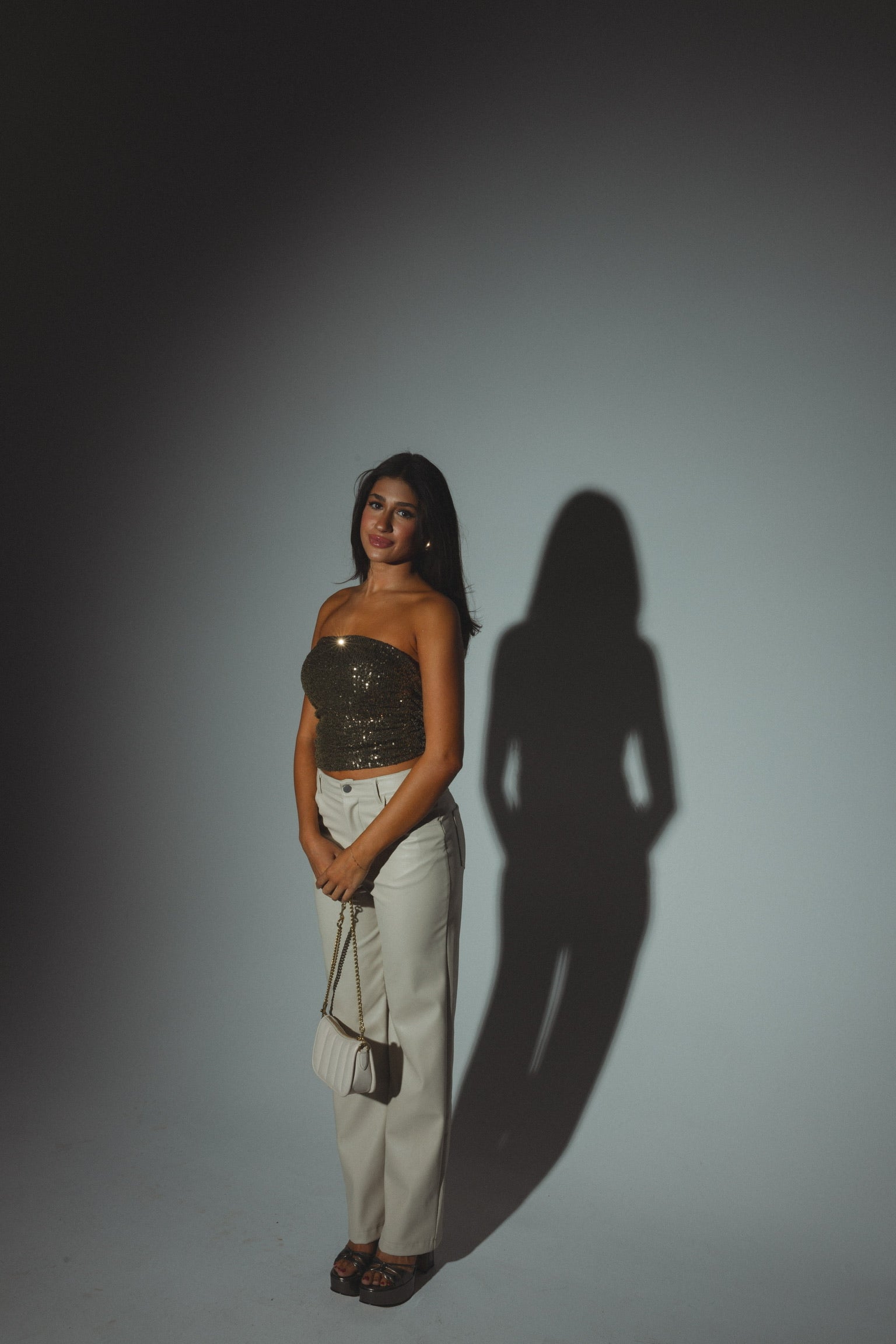 Olivia Sequin Strapless Top