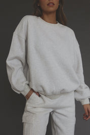 RESTOCKED :Lennox Crew Neck Sweatshirt In Heather White