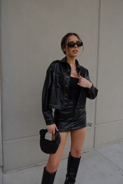 Ana Cropped Leather Jacket