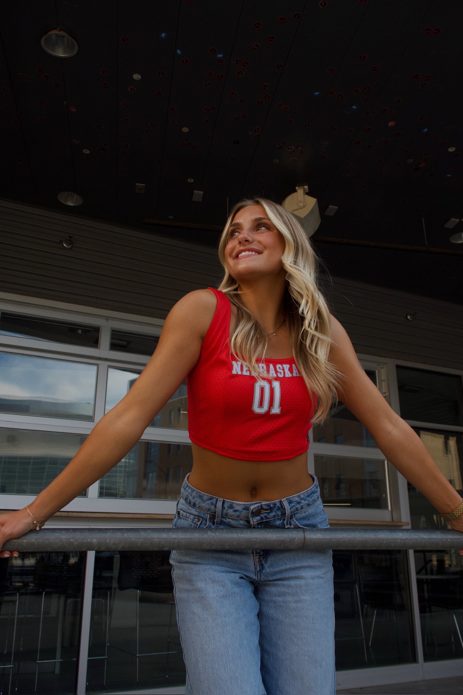 Nebraska Jersey Corset Top In Red