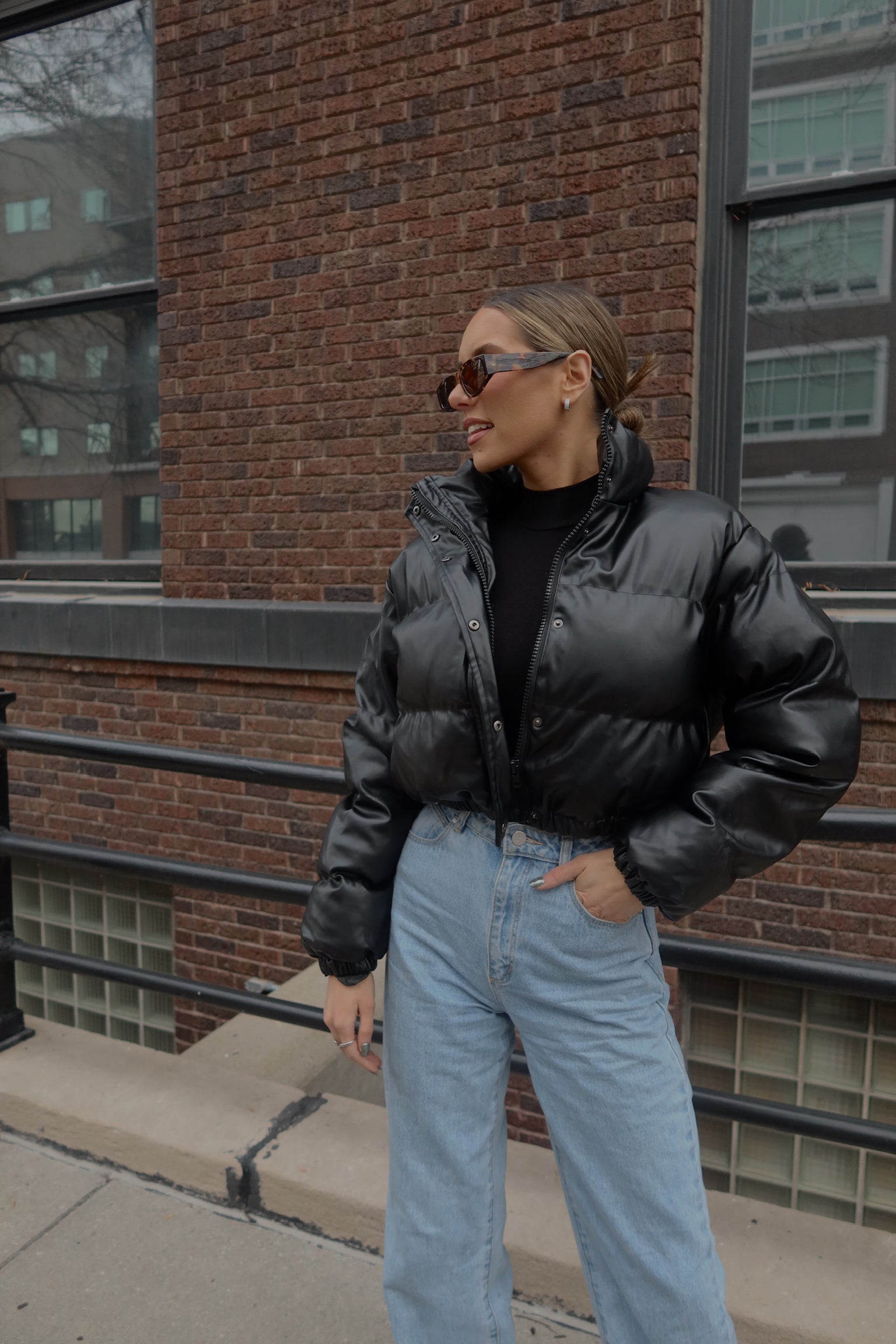 Jade Faux Leather Puffer Jacket