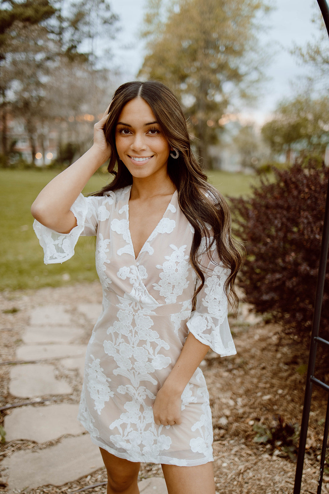 white lace quarter sleeve dress Nikki Lace Half Sleeve Dress – Madida Clothing