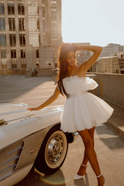Kyndall Tulle Mini Dress in White