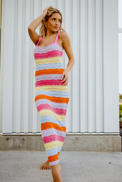 Millie Stripe Crochet Midi Dress