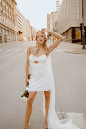 Andrea Strapless Satin Mini Dress