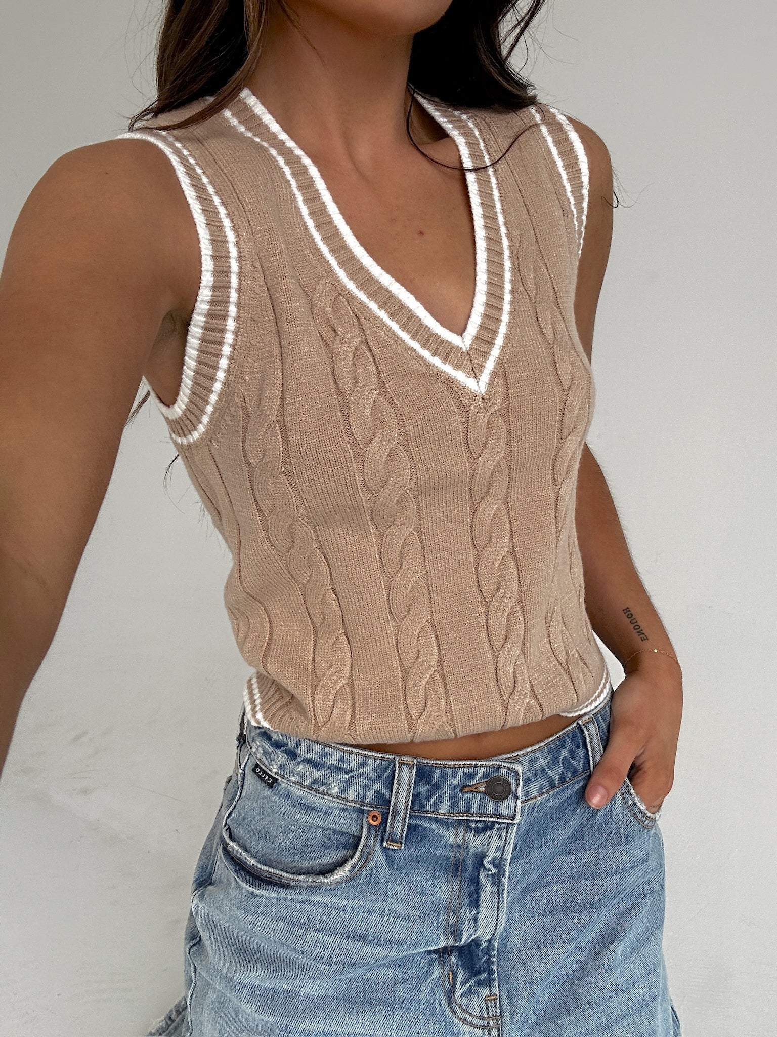 Wendi Cable Knit Chunky Vest