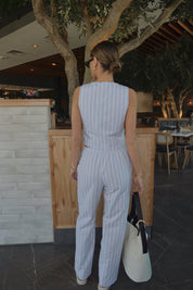 Della Dusty Blue Striped Pant