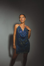 RESTOCKED :Lydia Rhinestone Mini Dress In Blue