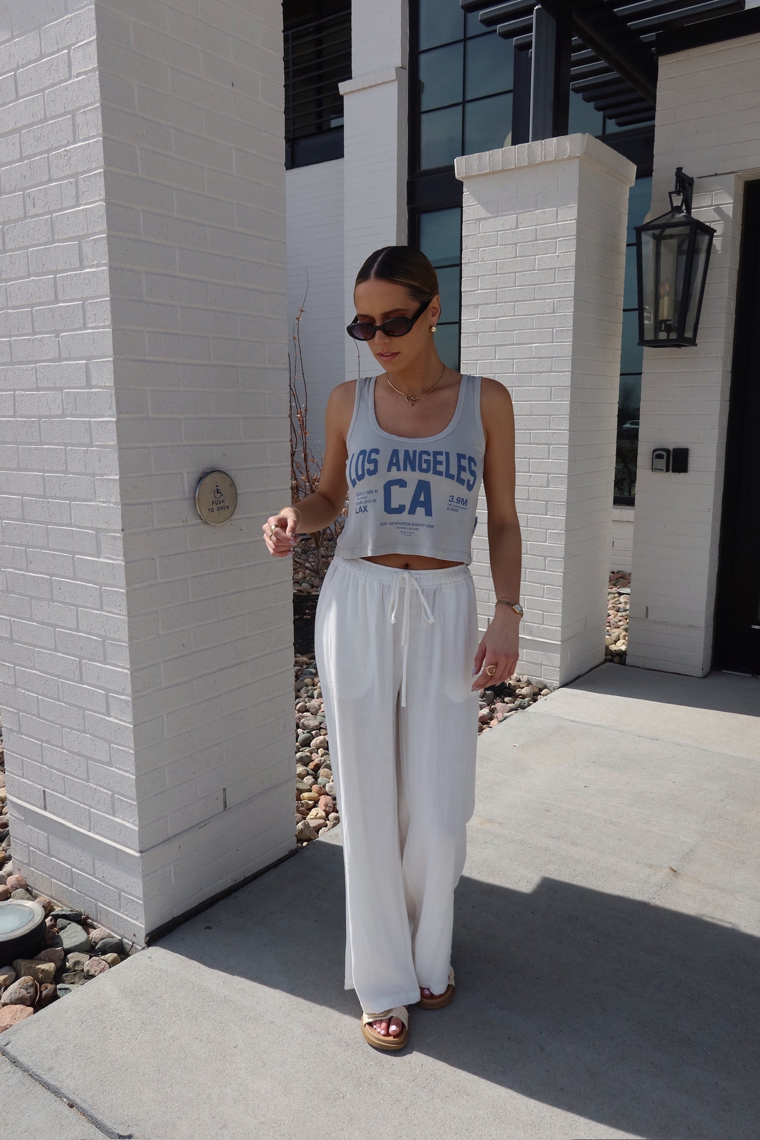 Los Angeles Boxy Tank In Grey