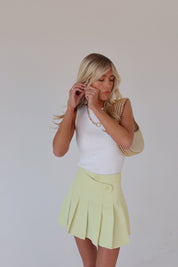Lemon Pleated Mini Skirt