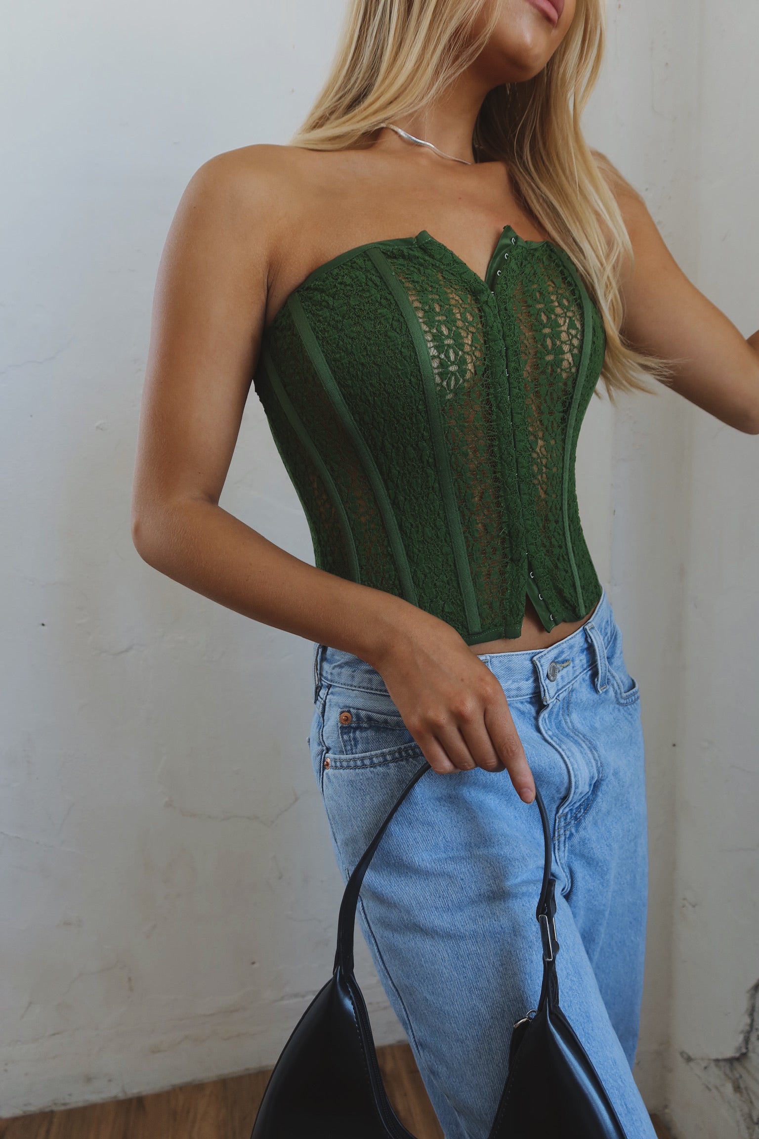 Forest Contrasting Corset Top