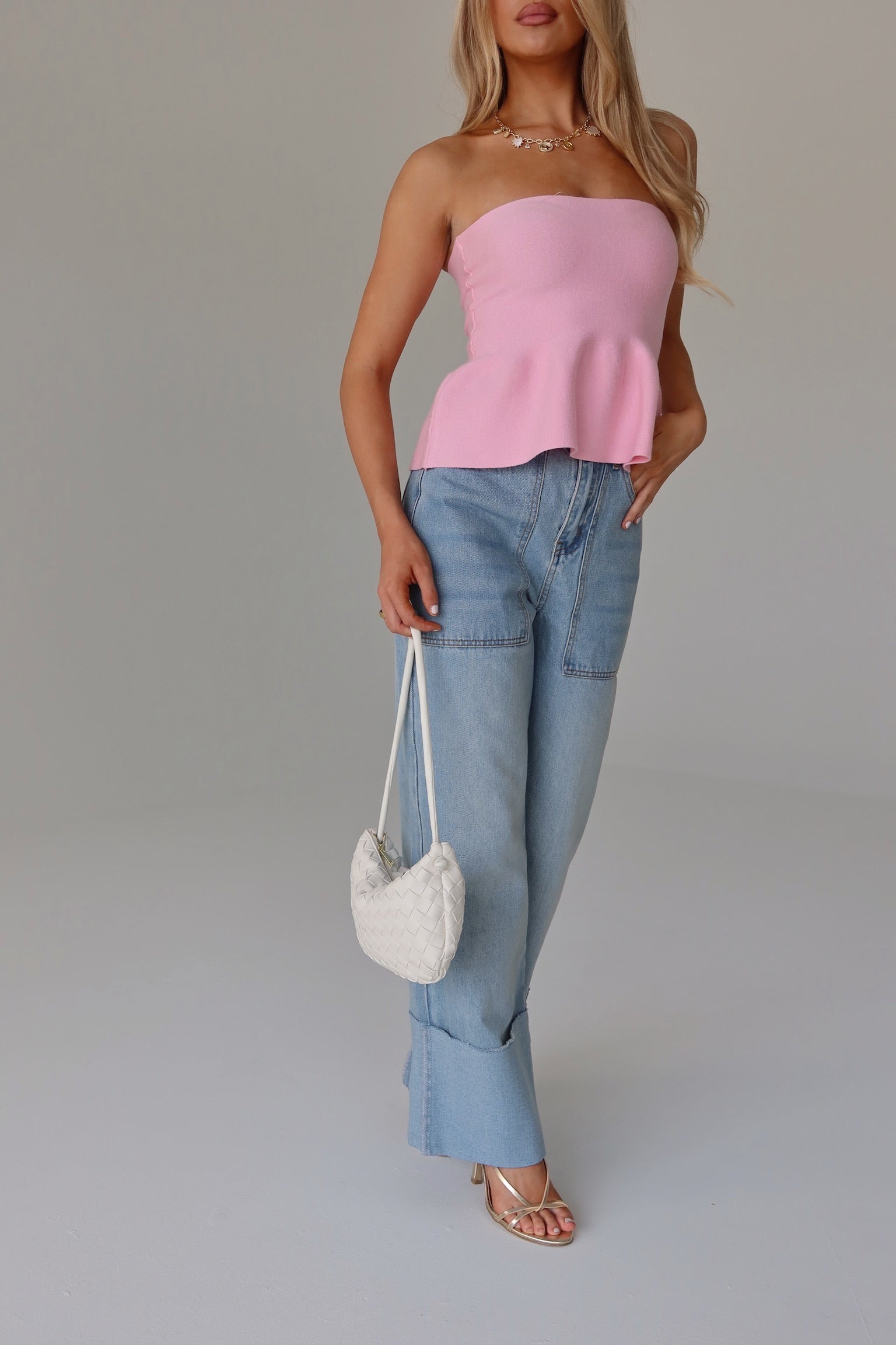 Arianna Wide Leg Cuffed Jeans