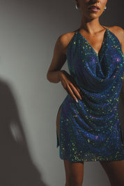 RESTOCKED :Lydia Rhinestone Mini Dress In Blue