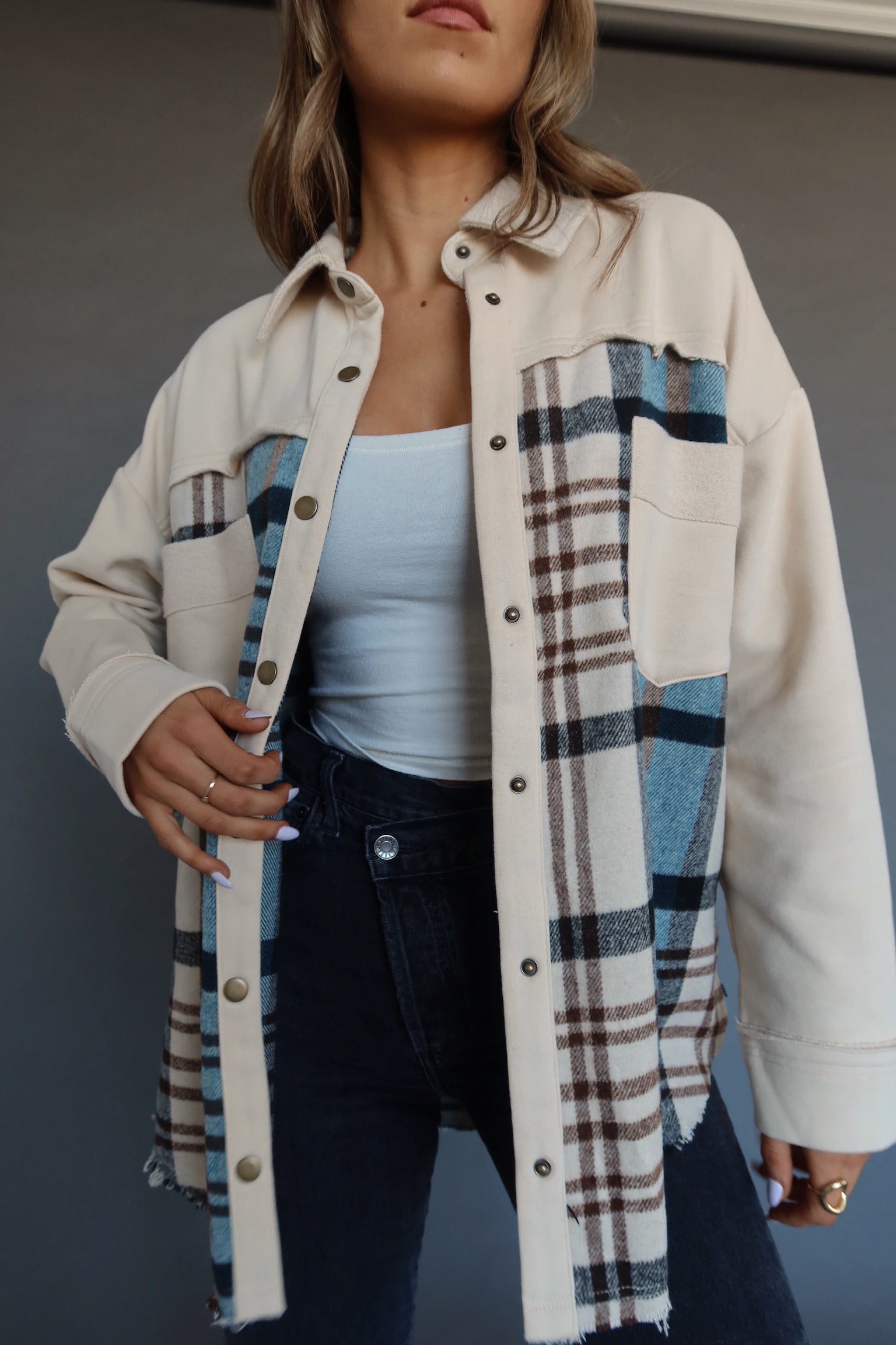 Kalen Contrast Plaid Shacket