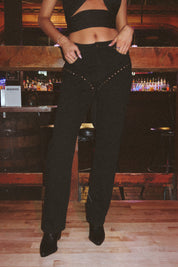 SALE :Zia Studded High Rise Straight Jeans