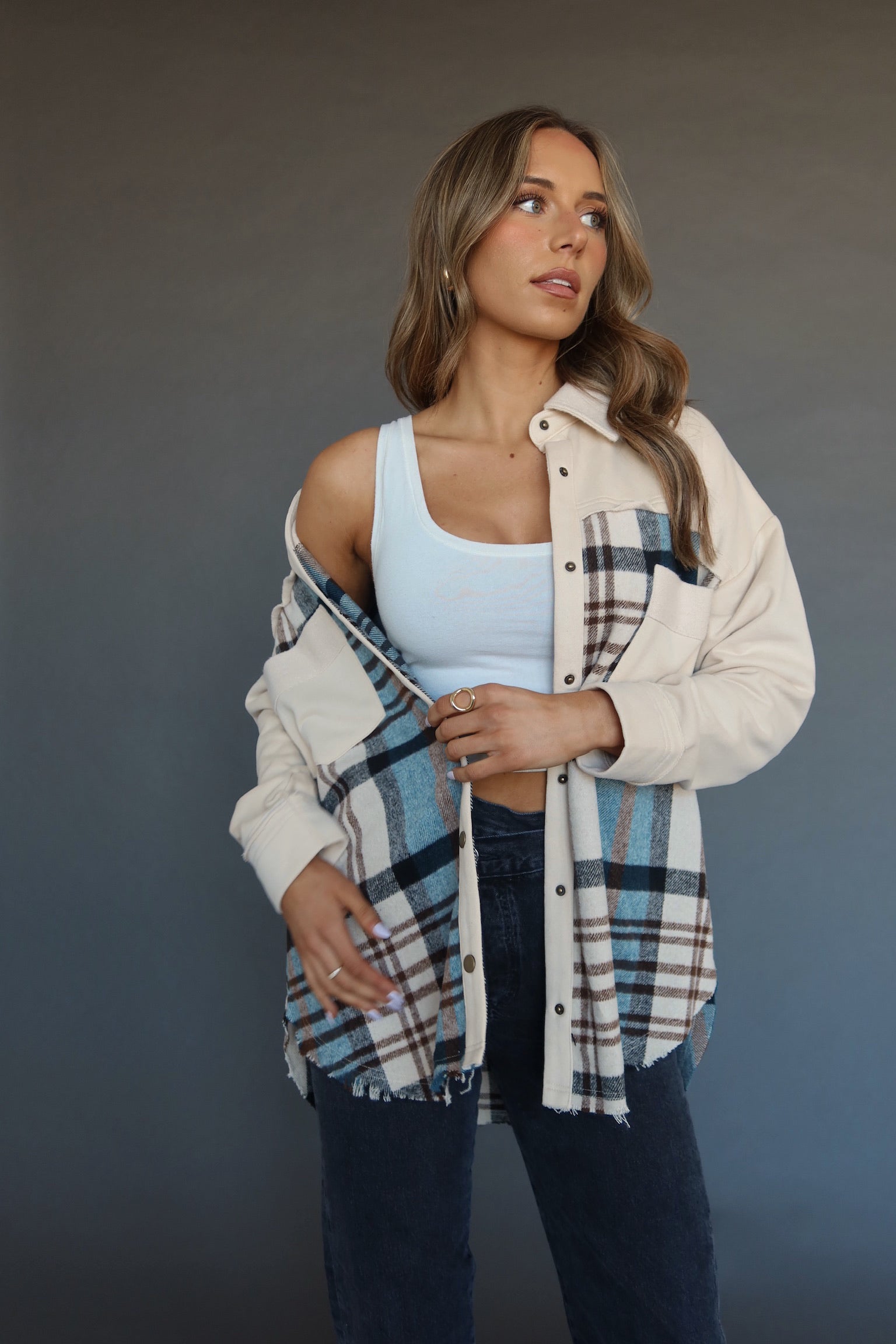 Kalen Contrast Plaid Shacket