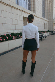 Stassi Black Leather Mini Skort