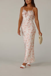Brynn Satin Floral Midi Dress