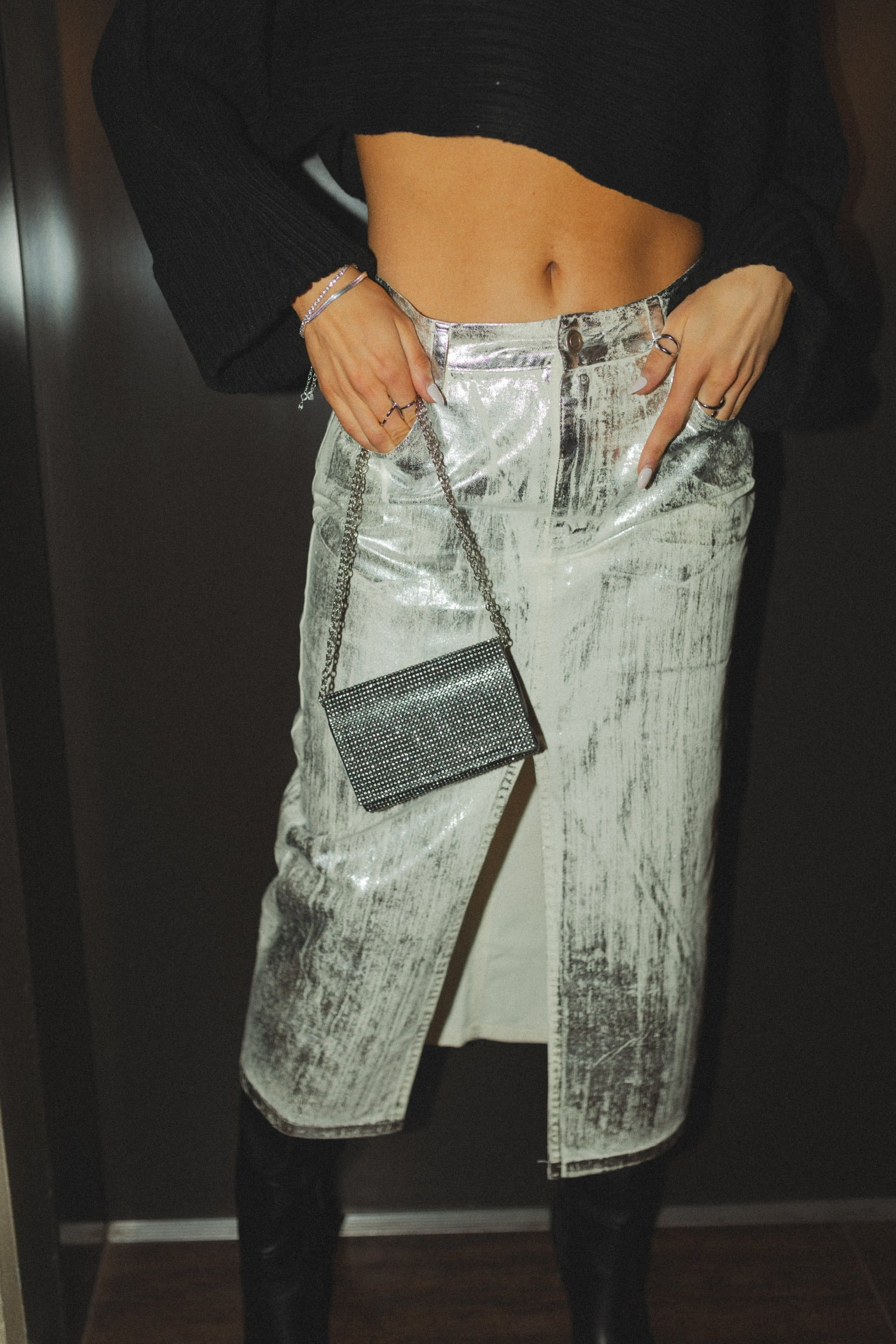 Metallic Midi Skirt