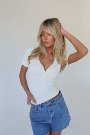 Mel V-Neck Collared Top