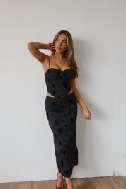 Tia Velvet Floral Midi Skirt